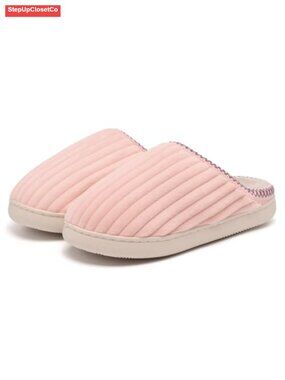 Unisex House Slippers Memory Foam Faux Fur Corduroy Indoor Outdoor